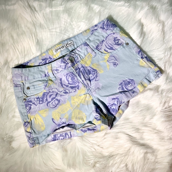 Purple Rose Printed Shorts - Picture 1 of 3